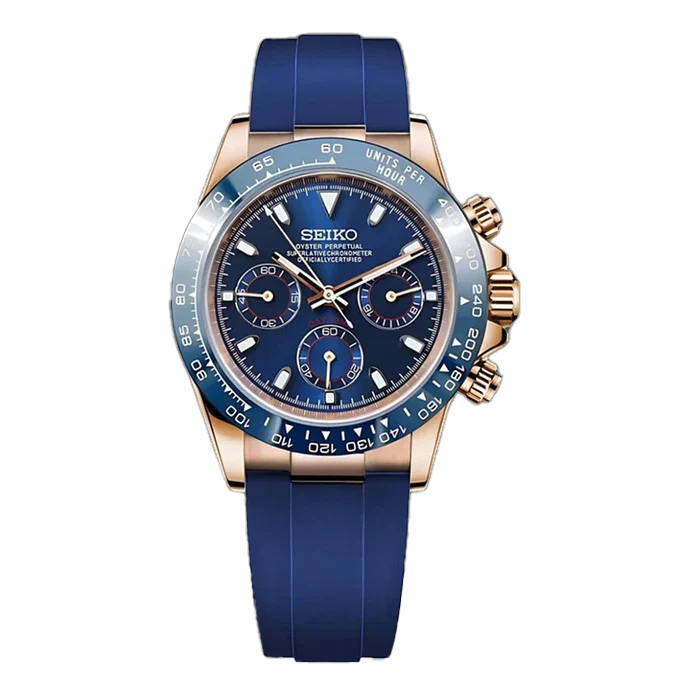 SEIKO MOD DAYTONA ORO ROSA DIAL AZUL