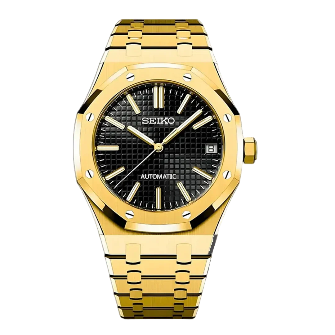 SEIKO MOD ROYAL OAK ORO DIAL NEGRO