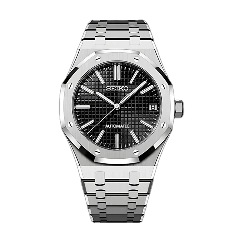 SEIKO MOD ROYAL OAK DIAL NEGRO