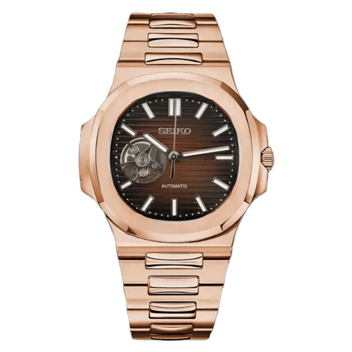 SEIKO MOD NAUTILUS ORO ROSA CHOCOLATE OPEN HEART