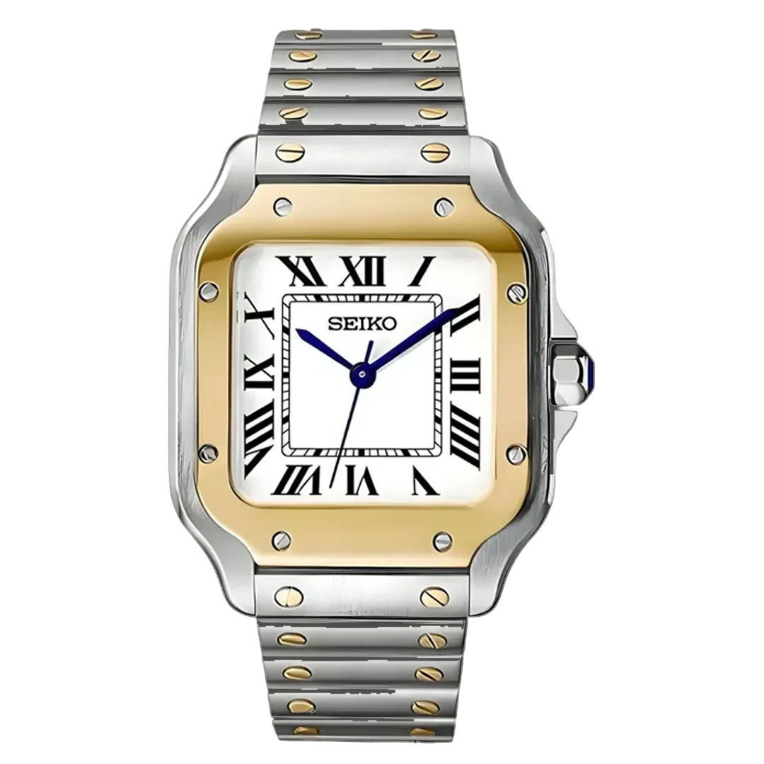 SEIKO MOD SANTOS DIAL BLANCO DOS TONOS