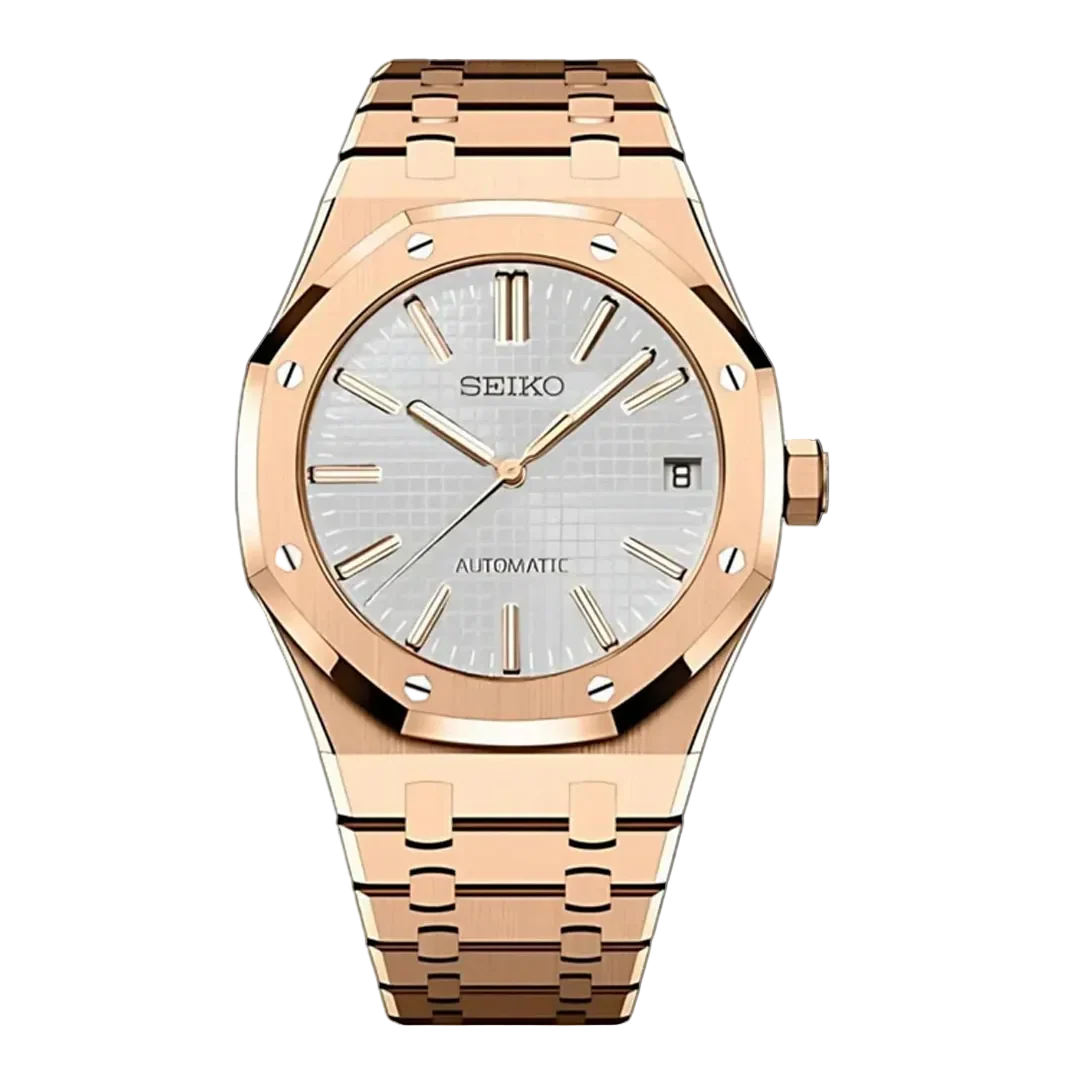 SEIKO MOD ROYAL OAK ORO ROSA DIAL BLANCO