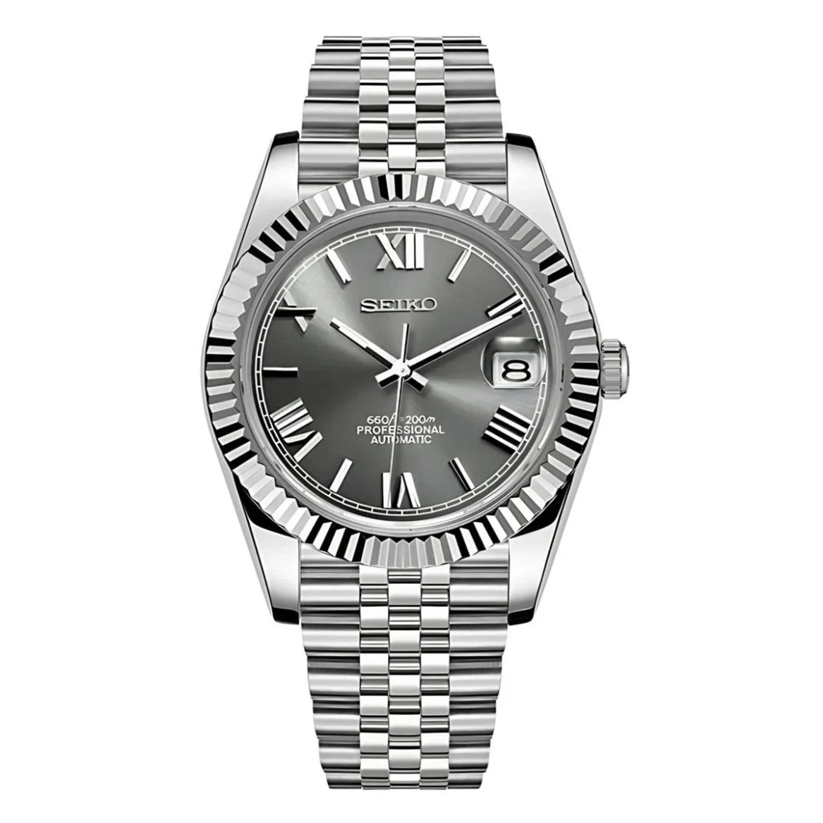 SEIKO MOD DATEJUST DIAL GRIS ROMAN