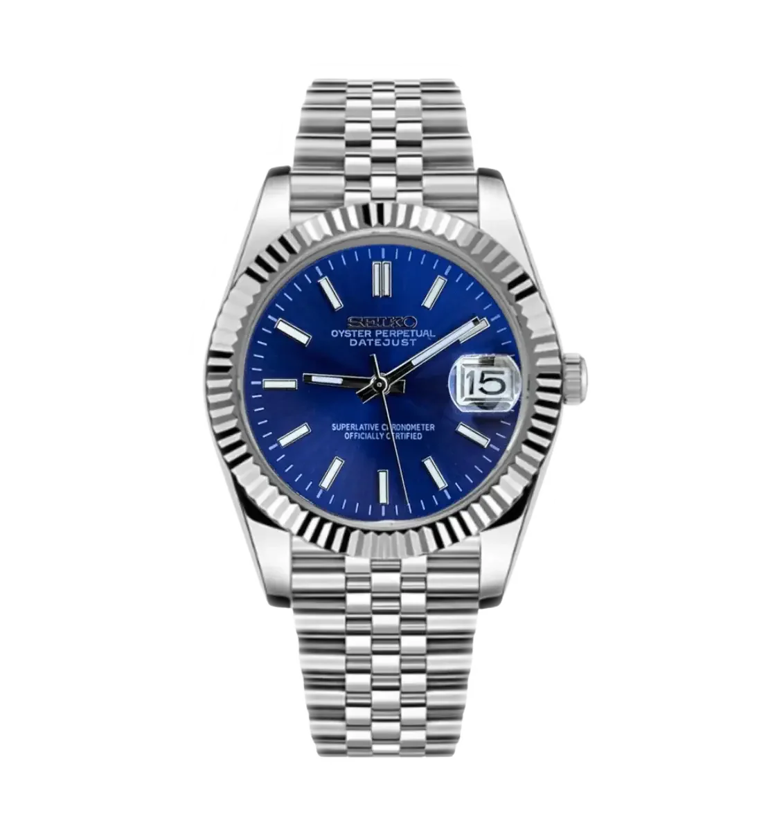 SEIKO MOD DATEJUST DIAL AZUL