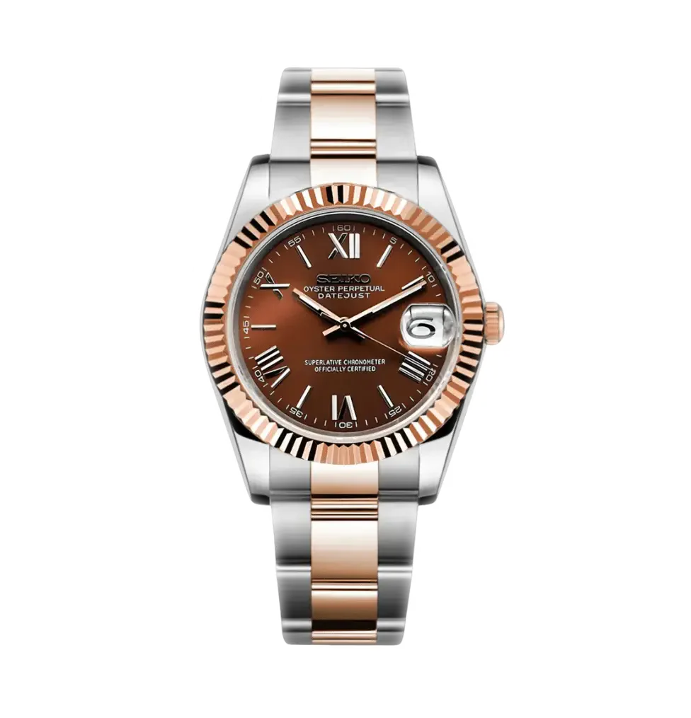 SEIKO MOD DATEJUST DOS TONOS CHOCOLATE ROMAN