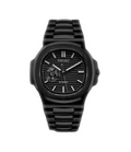 SEIKO MOD NAUTILUS FULL BLACK OPEN HEART