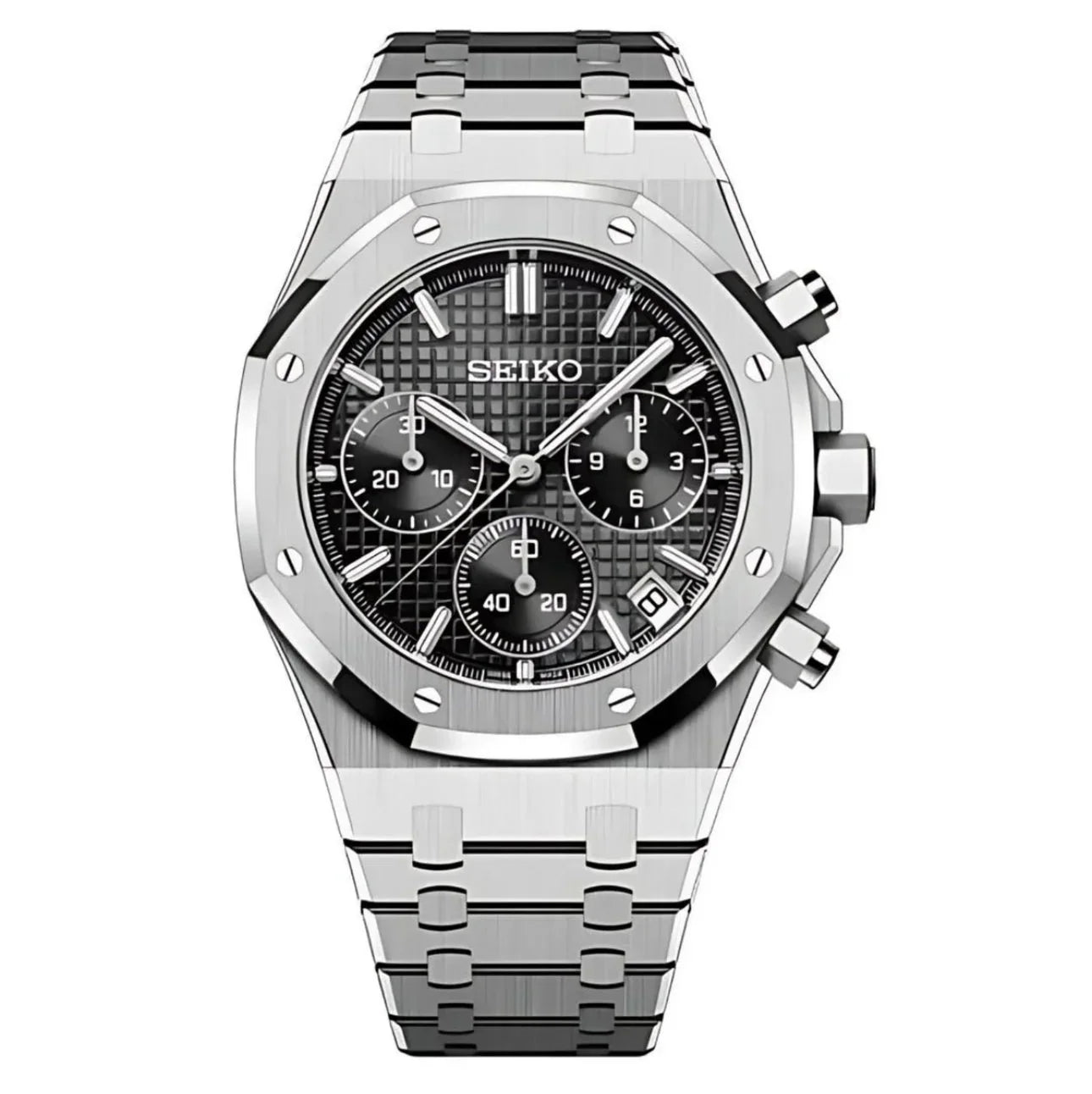 SEIKO MOD ROYAL OAK DIAL NEGRO CHRONO