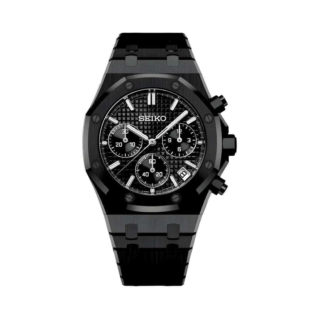 SEIKO MOD ROYAL OAK FULL BLACK CHRONO