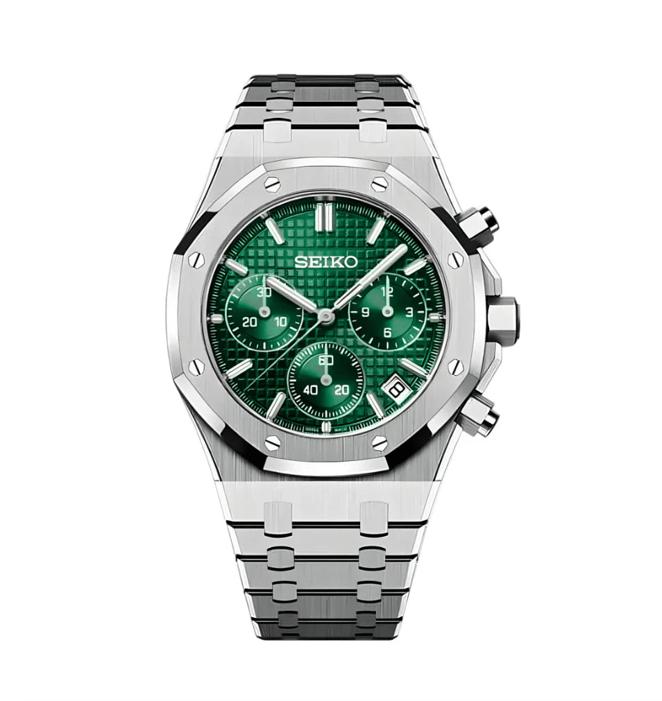 SEIKO MOD ROYAL OAK DIAL VERDE ESMERALDA CHRONO