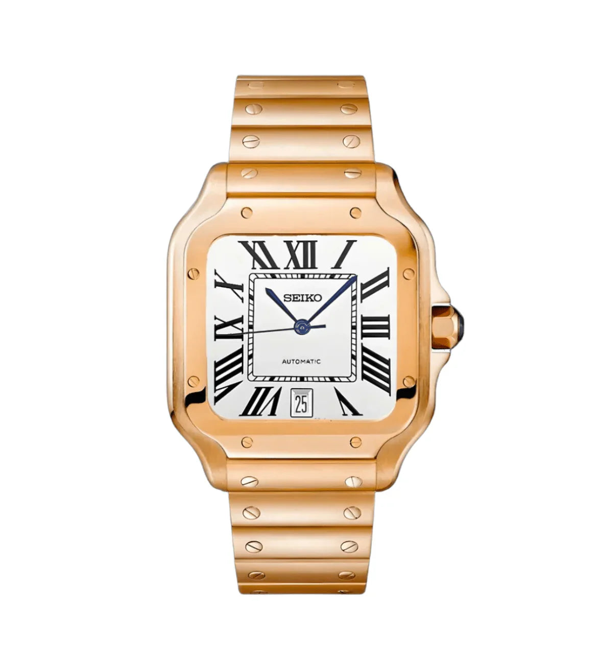SEIKO MOD SANTOS DIAL BLANCO ORO ROSA