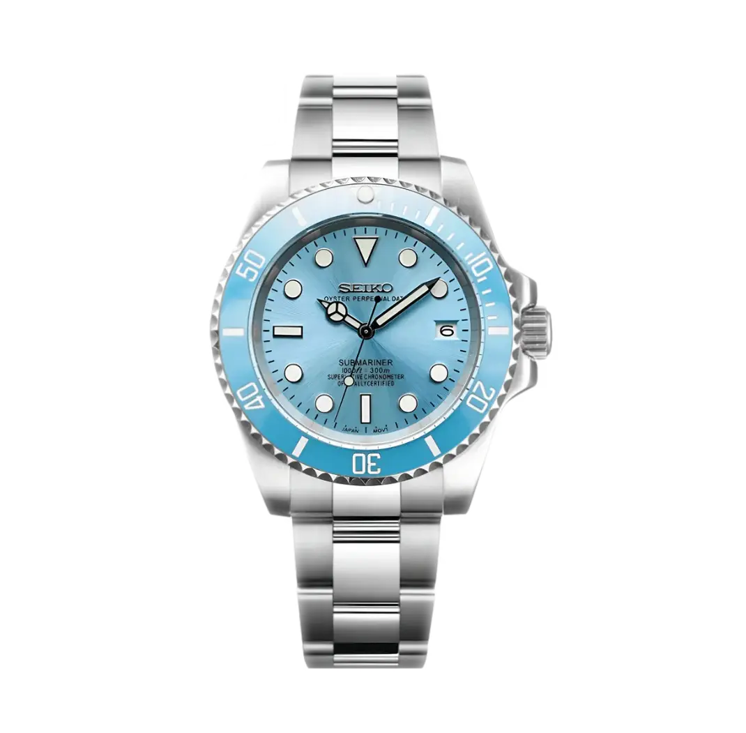 SEIKO MOD SUBMARINER BABY BLUE
